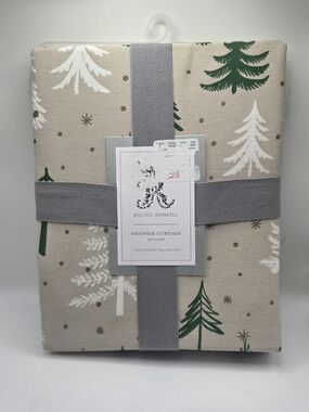 Rachel Ashwell Christmas Denmark Trees Shower Curtain NWOT